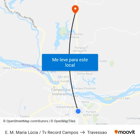 E. M. Maria Lúcia / Tv Record Campos to Travessao map