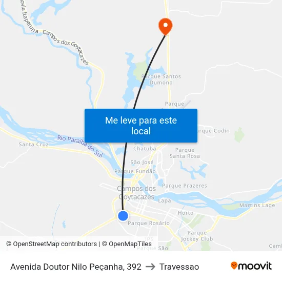 Avenida Doutor Nilo Peçanha, 392 to Travessao map