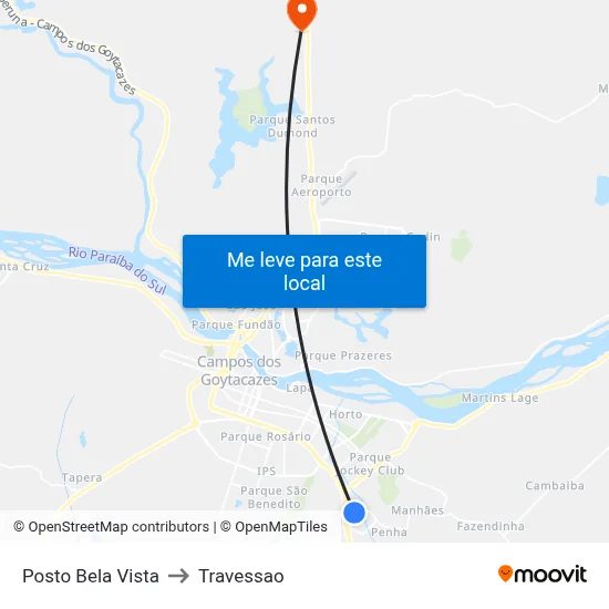 Posto Bela Vista to Travessao map