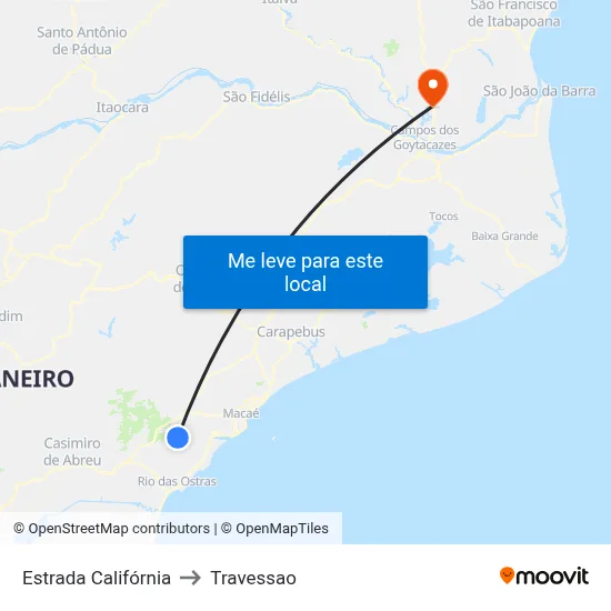 Estrada Califórnia to Travessao map