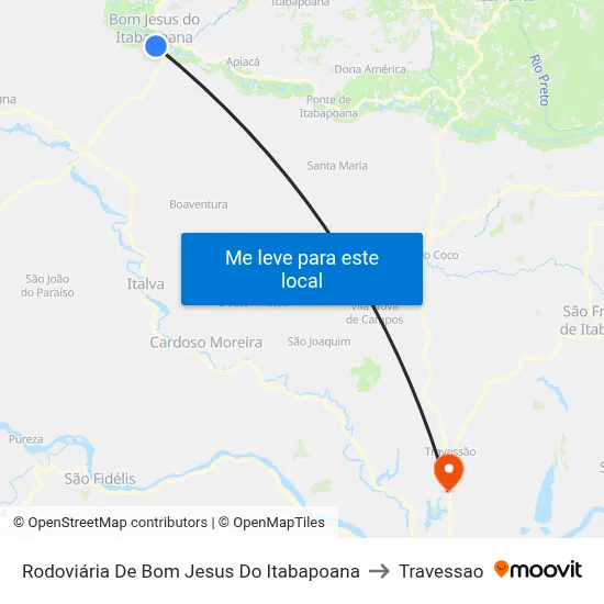 Rodoviária De Bom Jesus Do Itabapoana to Travessao map