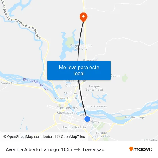 Avenida Alberto Lamego, 1055 to Travessao map