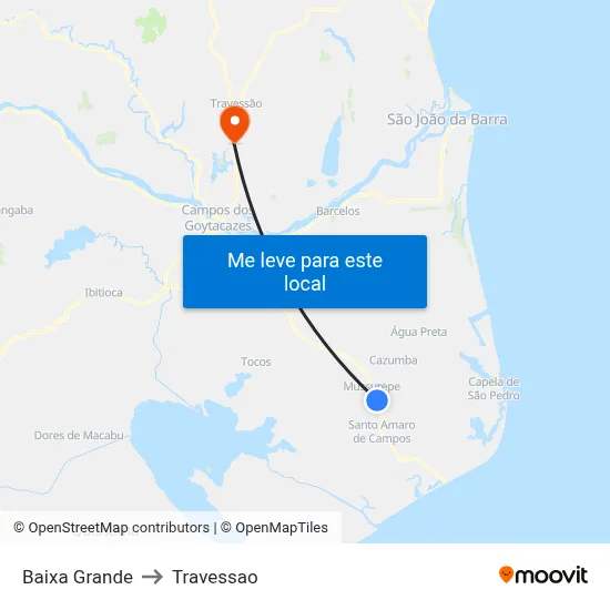 Baixa Grande to Travessao map
