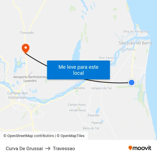 Curva De Grussaí to Travessao map