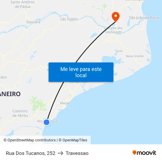 Rua Dos Tucanos, 252 to Travessao map