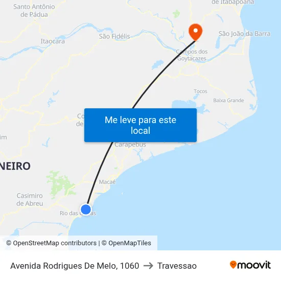 Avenida Rodrigues De Melo, 1060 to Travessao map