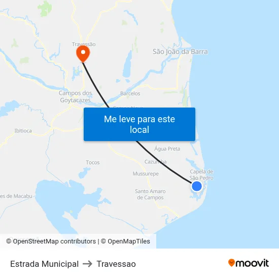 Estrada Municipal to Travessao map