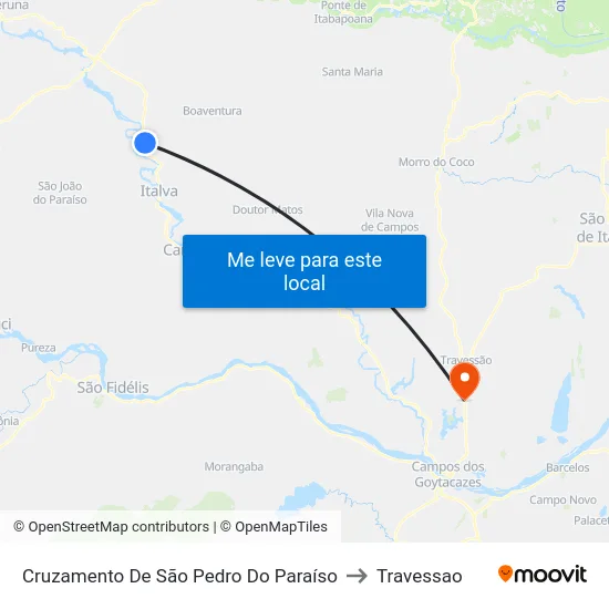 Cruzamento De São Pedro Do Paraíso to Travessao map