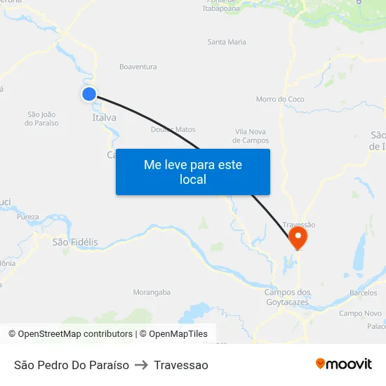 São Pedro Do Paraíso to Travessao map