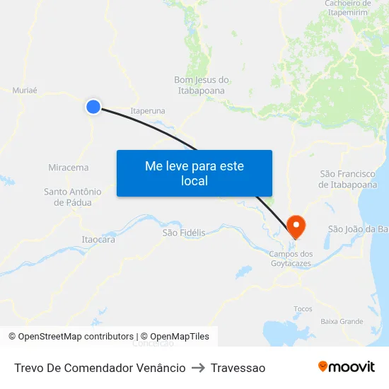 Trevo De Comendador Venâncio to Travessao map
