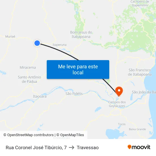Rua Coronel José Tibúrcio, 7 to Travessao map