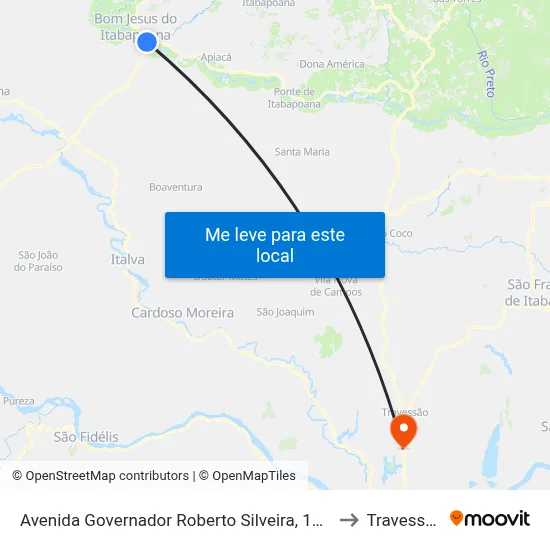 Avenida Governador Roberto Silveira, 1634 to Travessao map