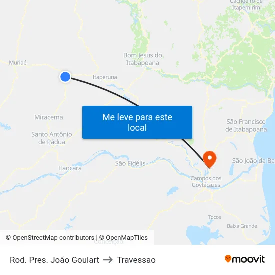 Rod. Pres. João Goulart to Travessao map