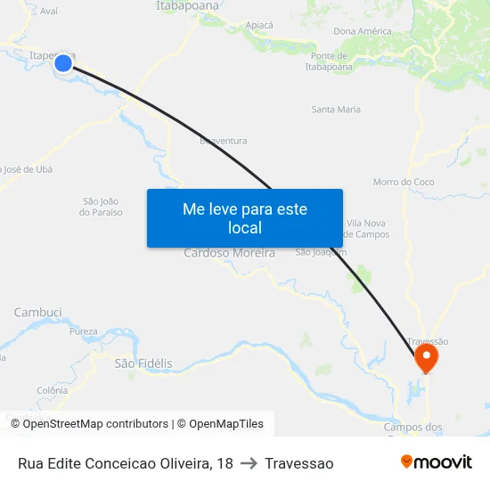 Rua Edite Conceicao Oliveira, 18 to Travessao map