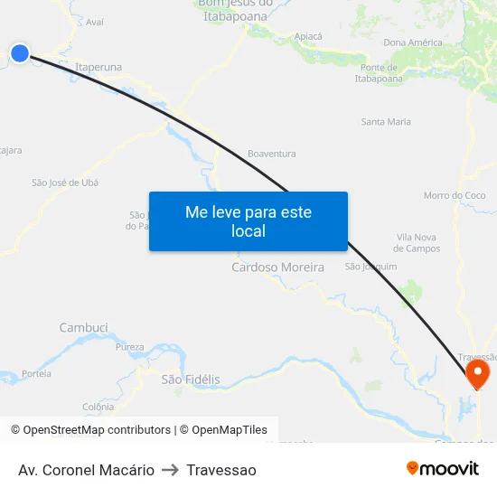 Av. Coronel Macário to Travessao map