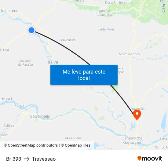 Br-393 to Travessao map