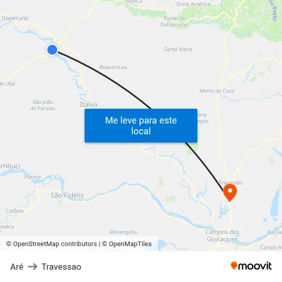 Aré to Travessao map
