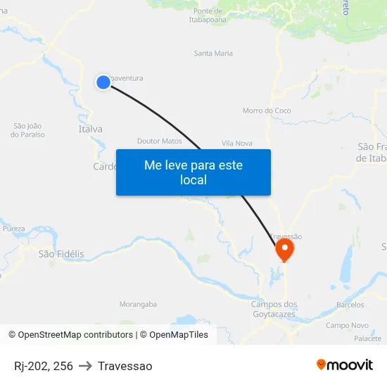 Rj-202, 256 to Travessao map