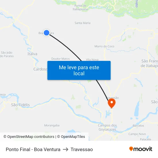 Ponto Final - Boa Ventura to Travessao map