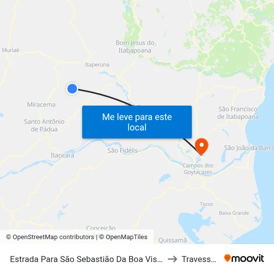 Estrada Para São Sebastião Da Boa Vista to Travessao map