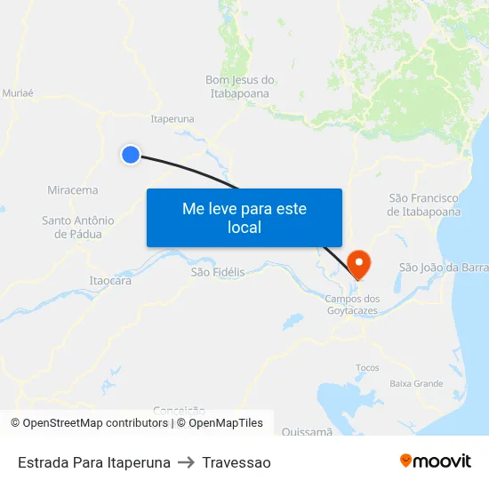Estrada Para Itaperuna to Travessao map