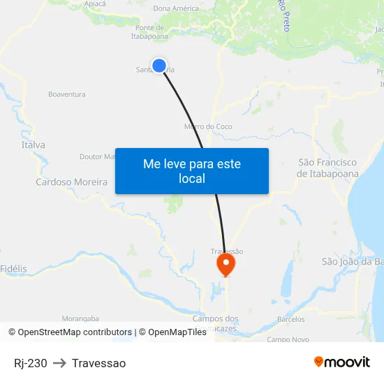 Rj-230 to Travessao map