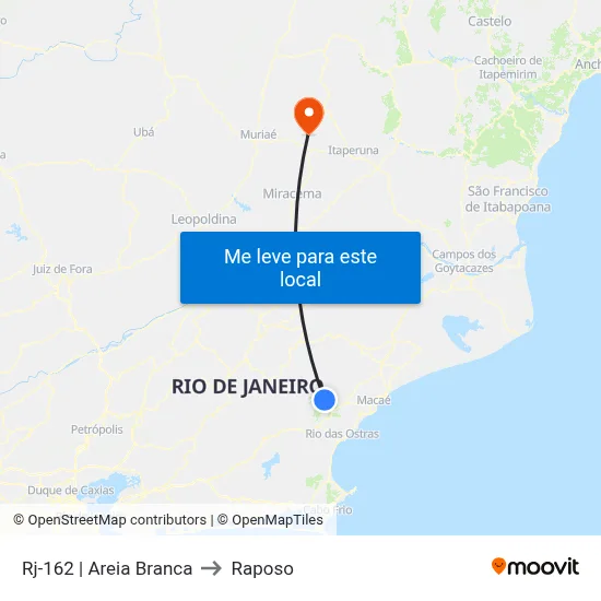 Rj-162 | Areia Branca to Raposo map