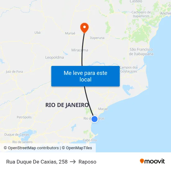 Rua Duque De Caxias, 258 to Raposo map