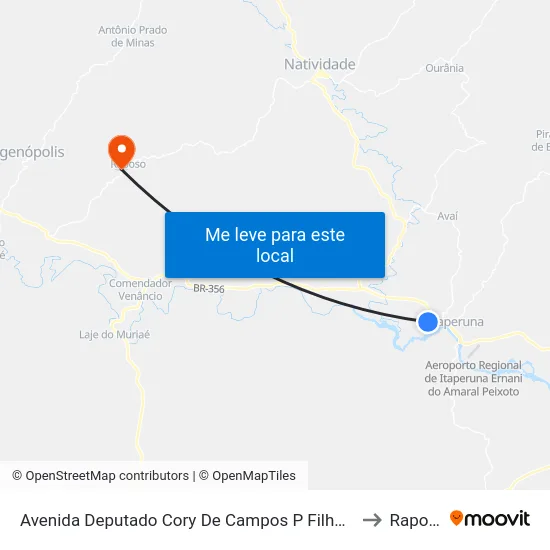 Avenida Deputado Cory De Campos P Filho 1520 to Raposo map