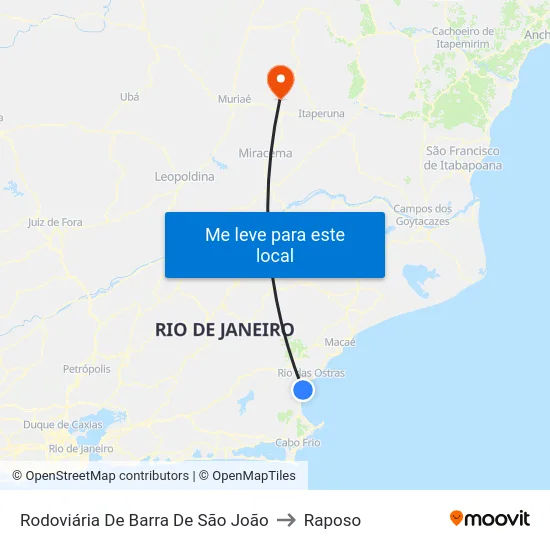 Rodoviária De Barra De São João to Raposo map