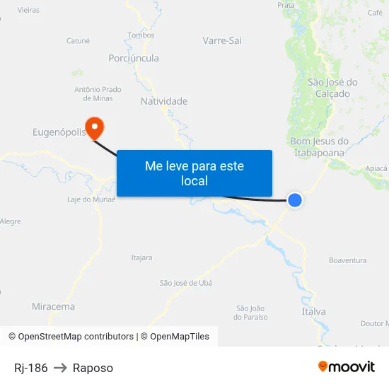Rj-186 to Raposo map