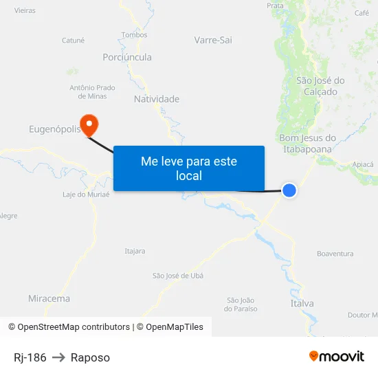 Rj-186 to Raposo map