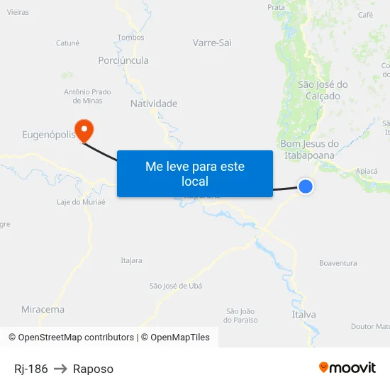 Rj-186 to Raposo map