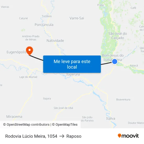 Rodovia Lúcio Meira, 1054 to Raposo map