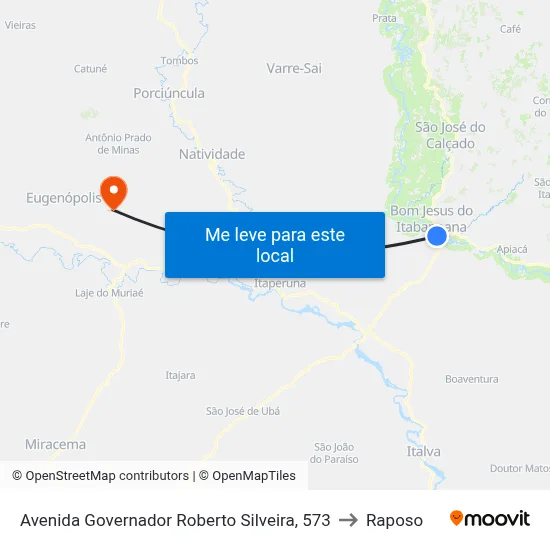 Avenida Governador Roberto Silveira, 573 to Raposo map