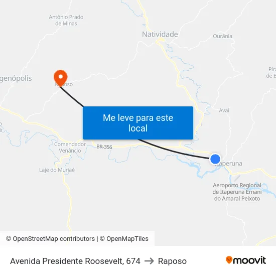 Avenida Presidente Roosevelt, 674 to Raposo map