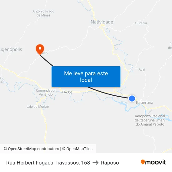 Rua Herbert Fogaca Travassos, 168 to Raposo map