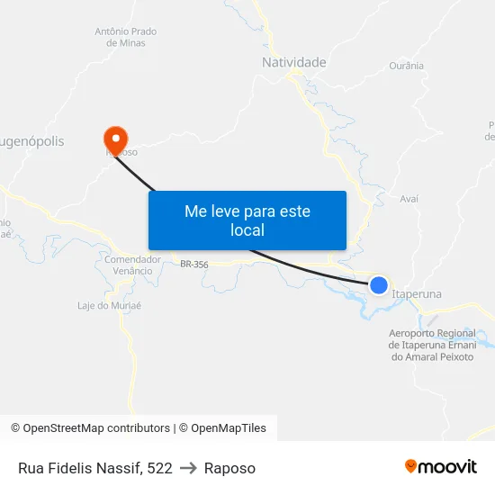 Rua Fidelis Nassif, 522 to Raposo map
