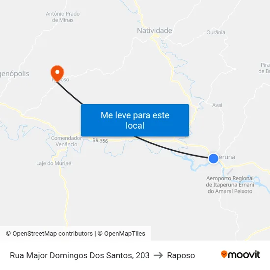 Rua Major Domingos Dos Santos, 203 to Raposo map
