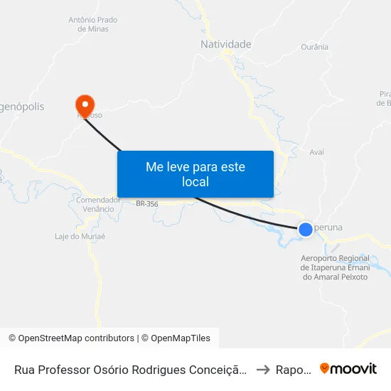 Rua Professor Osório Rodrigues Conceição, 10 to Raposo map