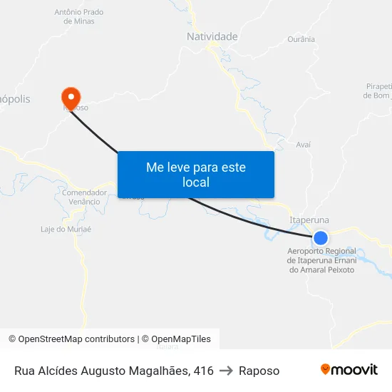 Rua Alcídes Augusto Magalhães, 416 to Raposo map