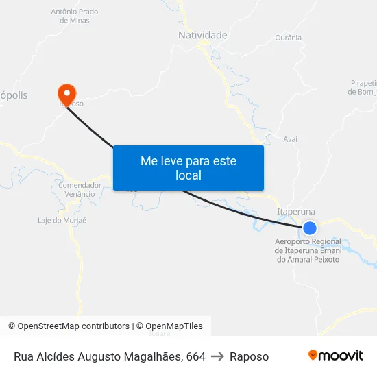 Rua Alcídes Augusto Magalhães, 664 to Raposo map