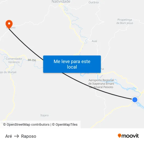 Aré to Raposo map