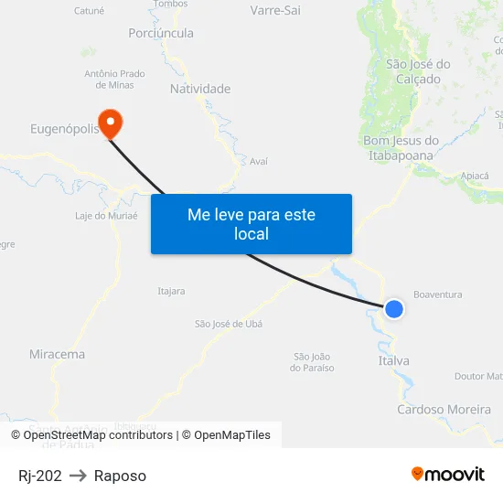 Rj-202 to Raposo map