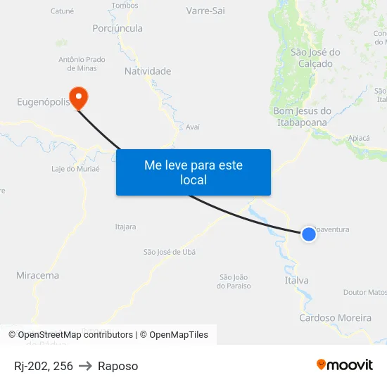 Rj-202, 256 to Raposo map