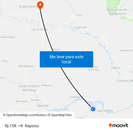 Rj-158 to Raposo map