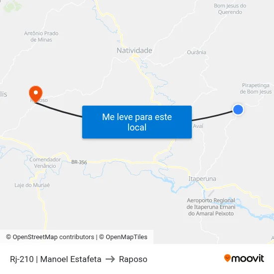 Rj-210 | Manoel Estafeta to Raposo map