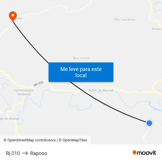 Rj-210 to Raposo map
