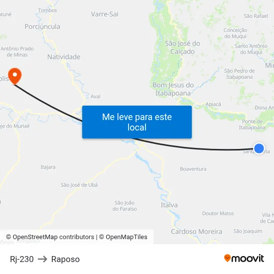 Rj-230 to Raposo map
