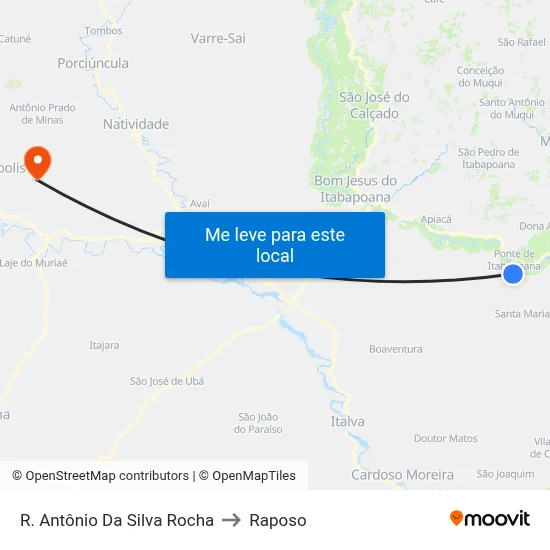 R. Antônio Da Silva Rocha to Raposo map